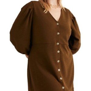 Texture & Thread Crepe Balloon-Sleeve Dress